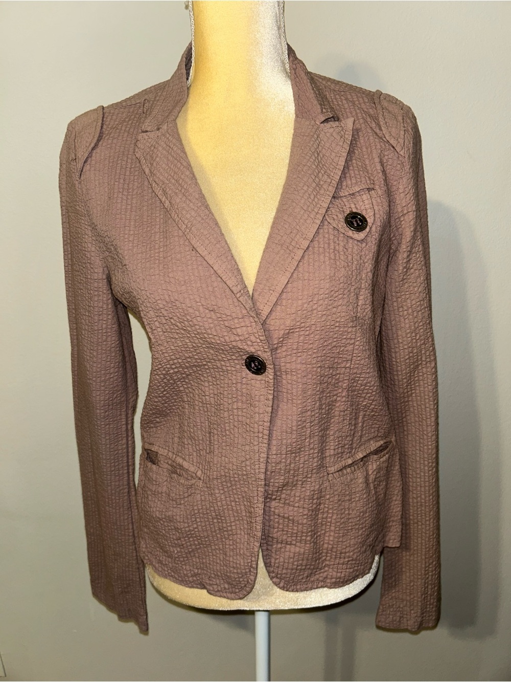 NEW Hard Tail Forever Women’s Textured Blazer Jacket in Mauve Sz L